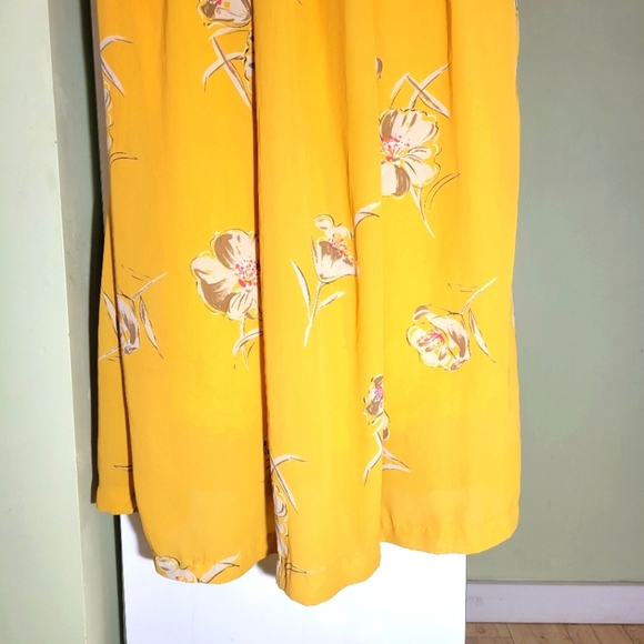 Vintage Mustard Yellow Floral Sheer Midi Dress Small Medium - Picture 6 of 12